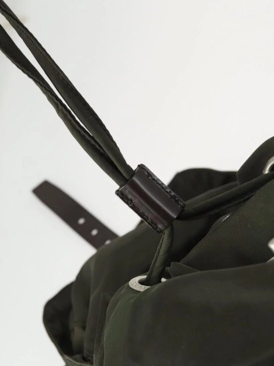 PRADA Backpack Nylon Khaki Silver Auth 168379 main image 15